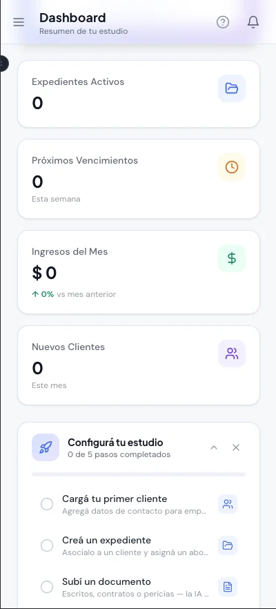 Panel de Legitix en el celular