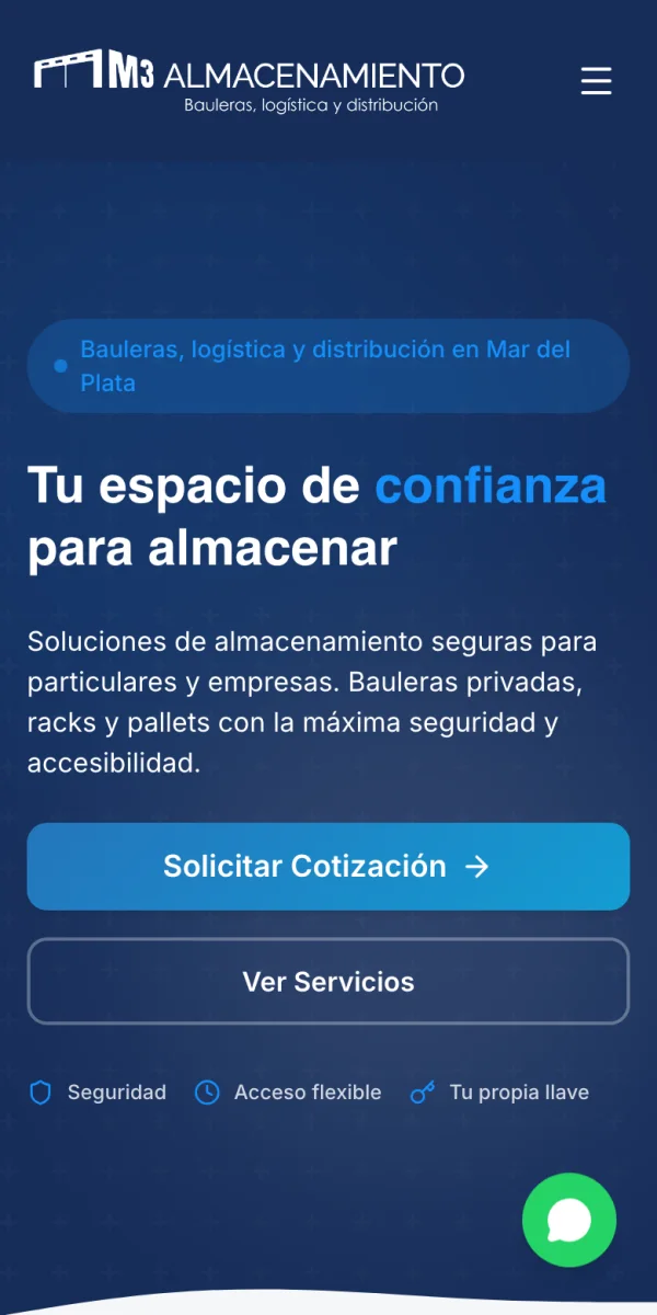 Sitio de M3 Almacenamiento en el celular